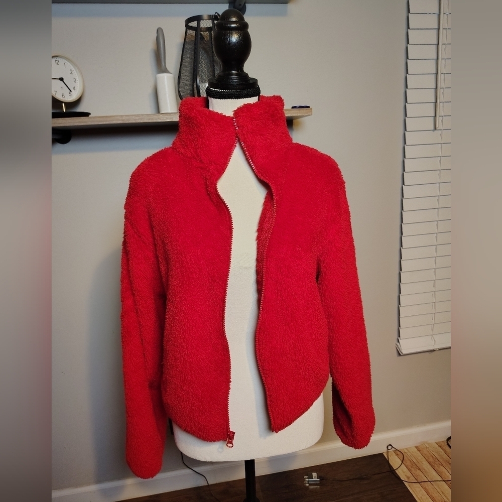 Old Navy Soft Red Teddy Jacket XS